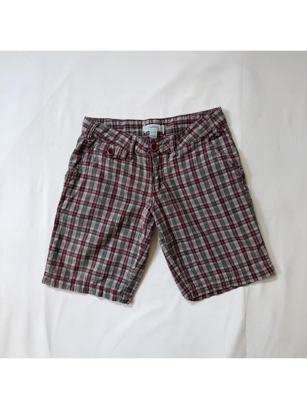 Anchor Blue Low Rise Plaid Shorts